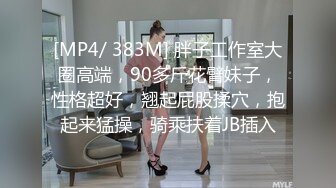 [MP4/ 383M] 胖子工作室大圈高端，90多斤花臂妹子，性格超好，翘起屁股揉穴，抱起来猛操，骑乘扶着JB插入